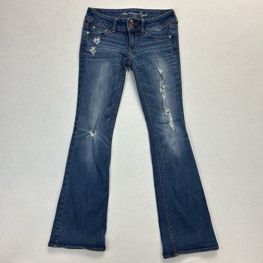 American Eagle Artist Jeans Womens Size 4 Flare Low Rise Dark Wash Boho Artist